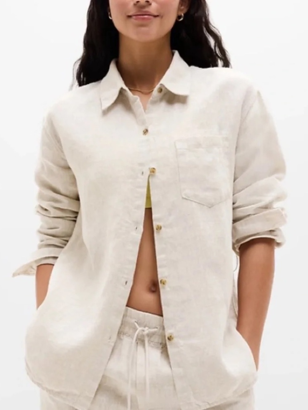 Athleta Undyed Retreat Linen Top in XL